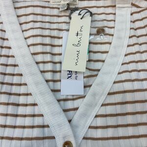 Nine Britton Beige and White Striped Top